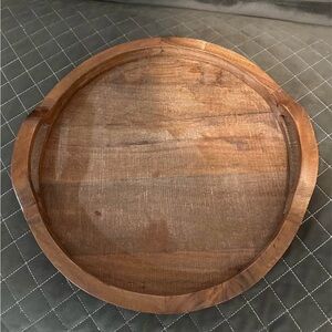 Round Wood Serving Tray with Handles